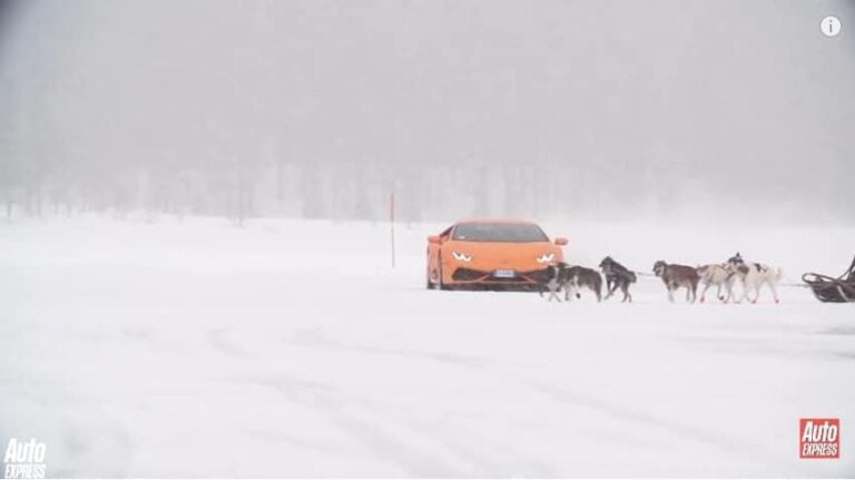 lamborghini huracan snowmobile dragrace