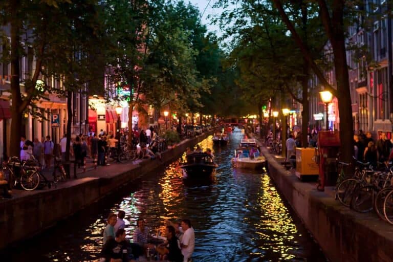 red light district at night