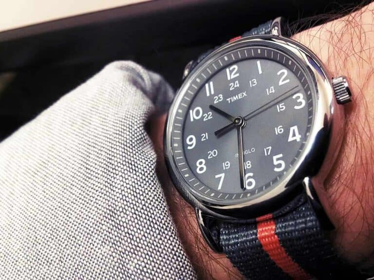 man wearing timex watch