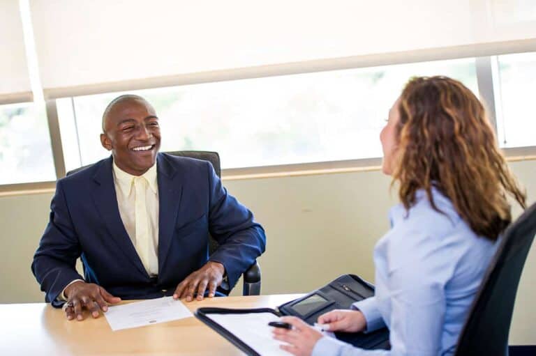 man in job interview