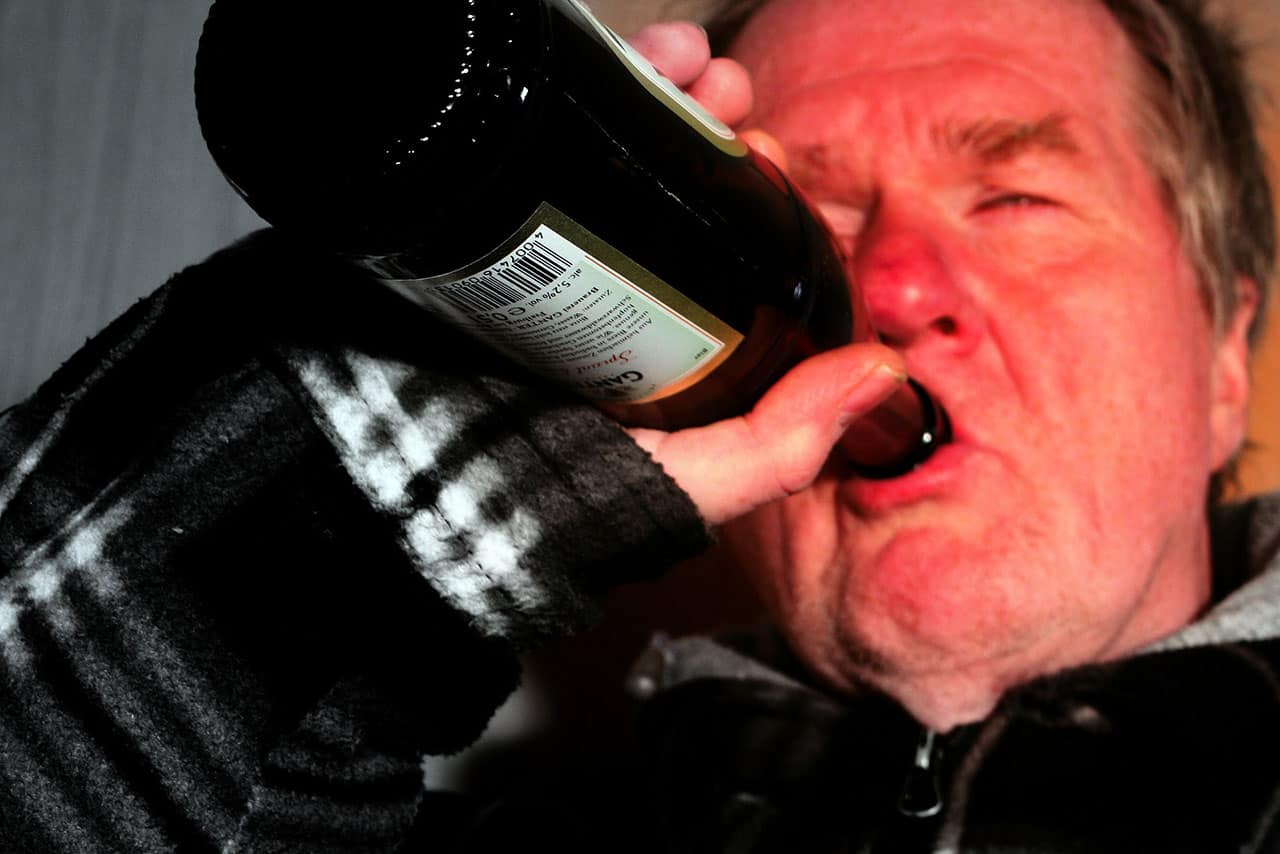 alcoholic man getting wasted