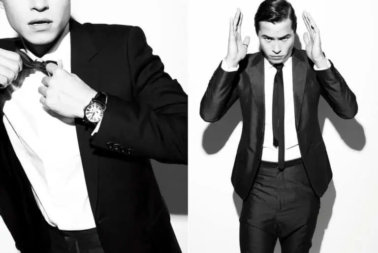 stylish man touching hair