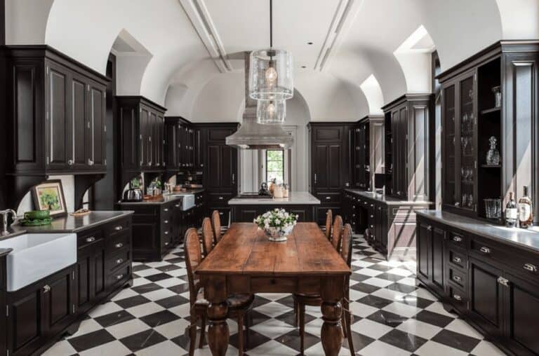 black white dining room