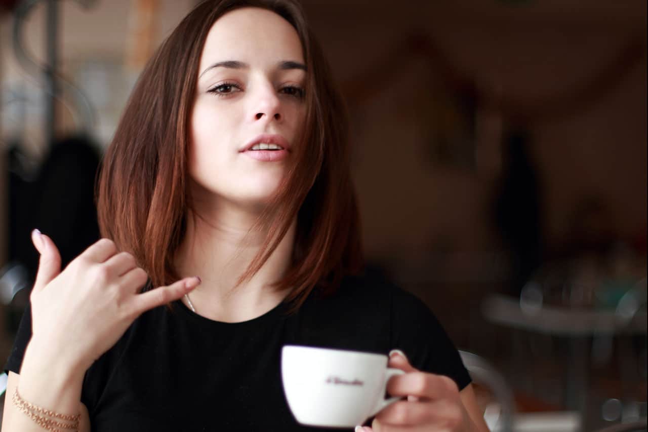 sexy lady drinking coffee