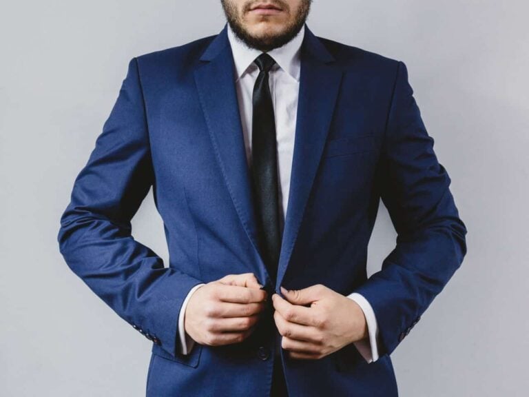 man wearing blue suit