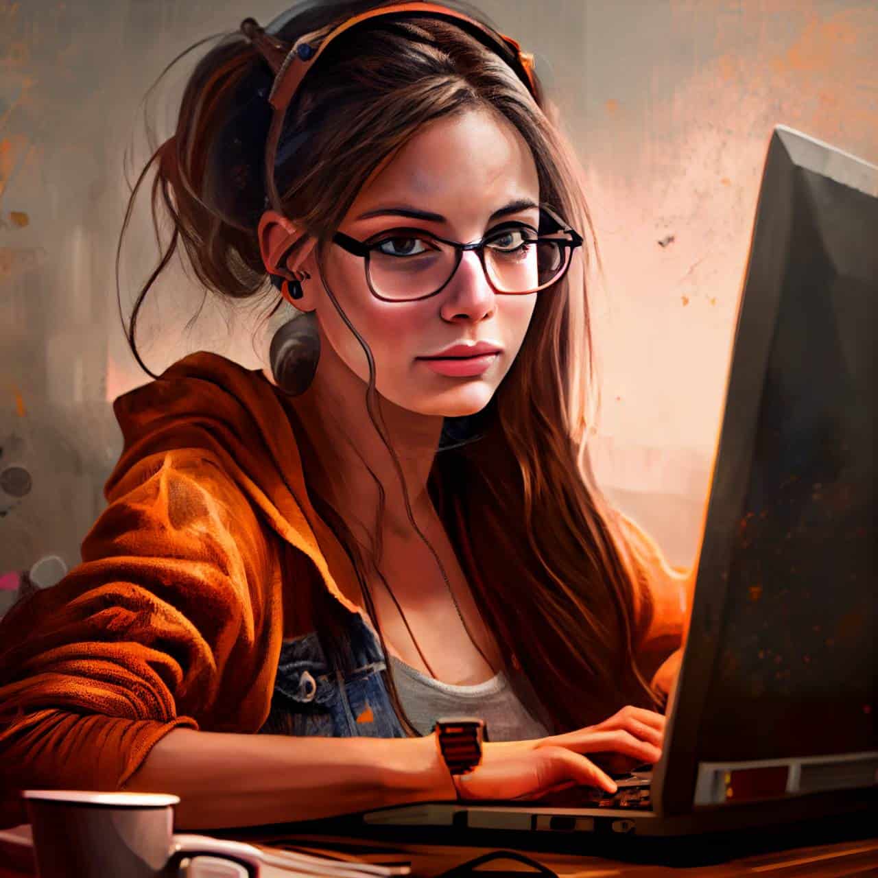 beautiful young woman using her computer