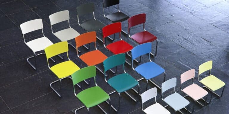 lots of colored chairs