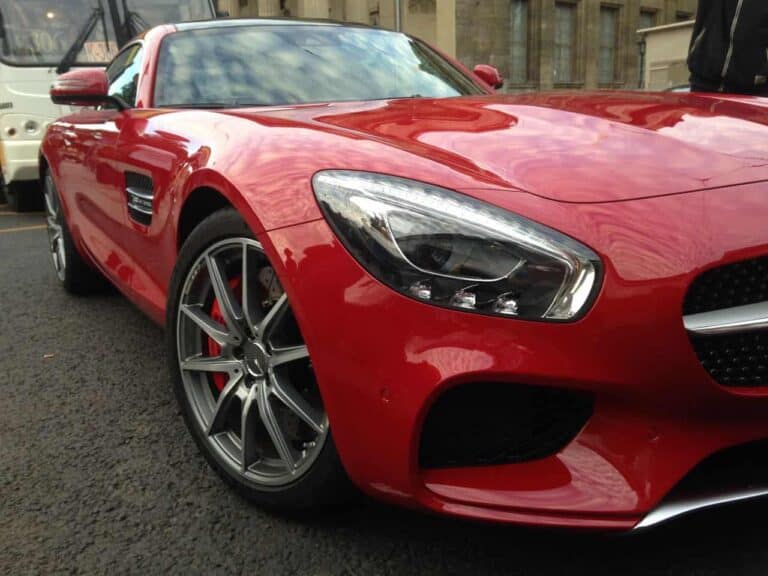 fancy red car parked