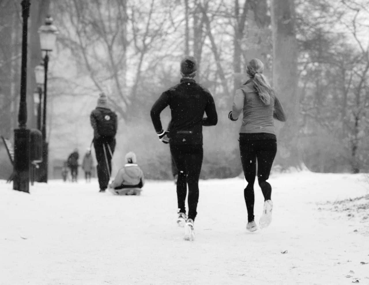 people winter jogging
