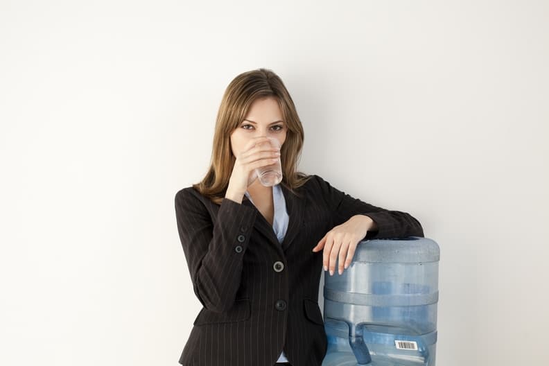office worker at water cooler small