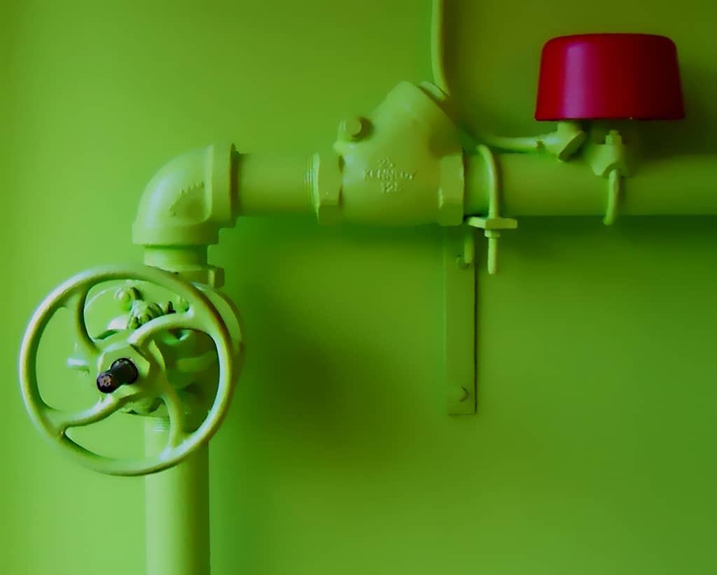painted green valve