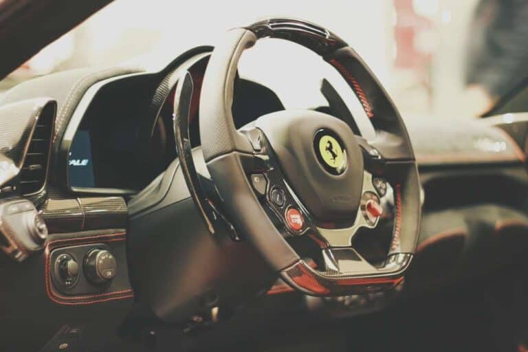 car sports car steering wheel ferrari