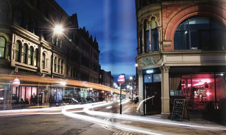 manchester street at night