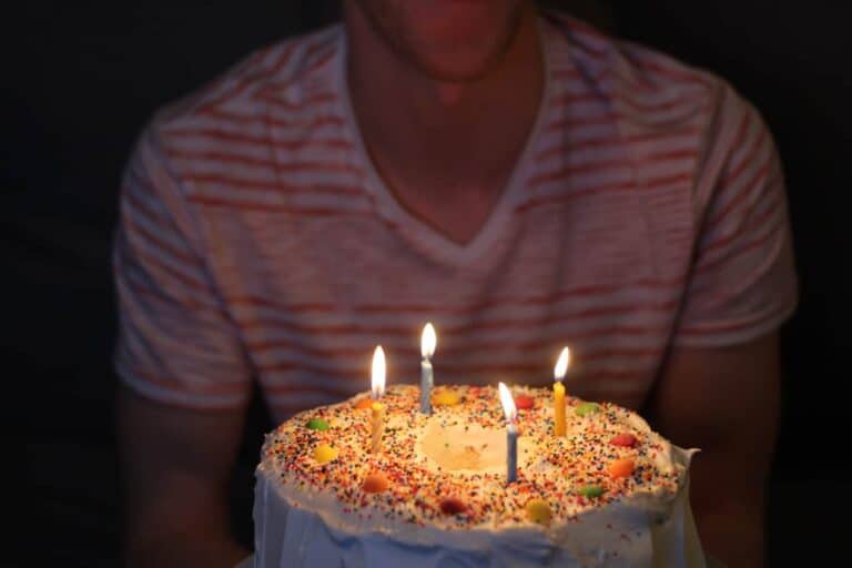 man with birthday cake