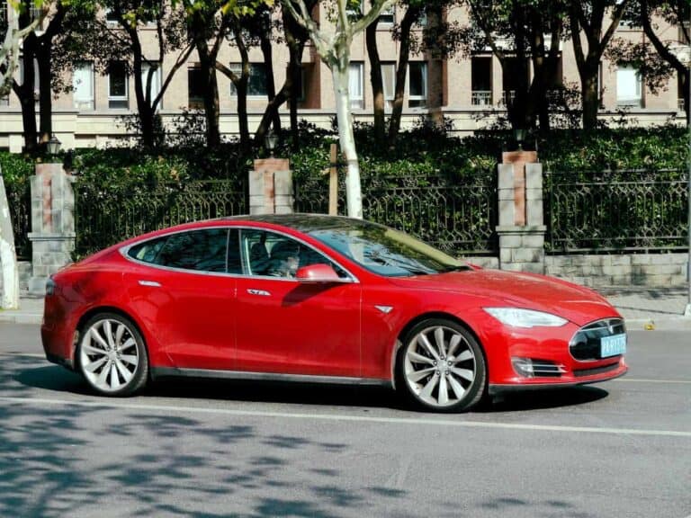 red tesla car