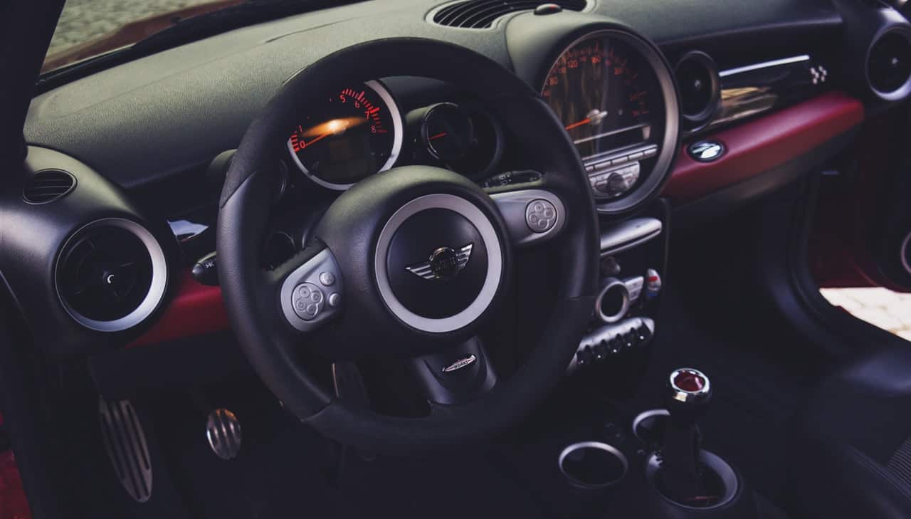 black car steering wheel