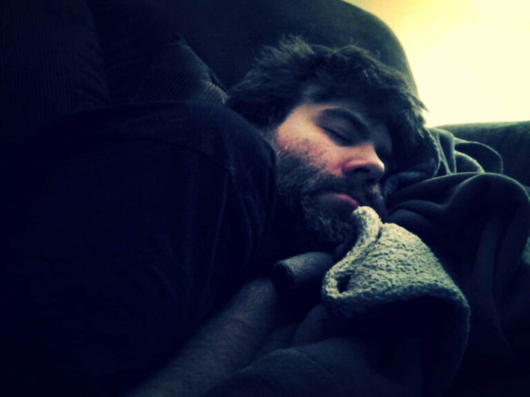 man napping snoring