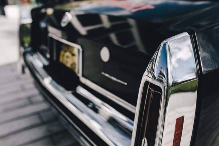 kaboompics Close up of antique black and chrome Cadillac car