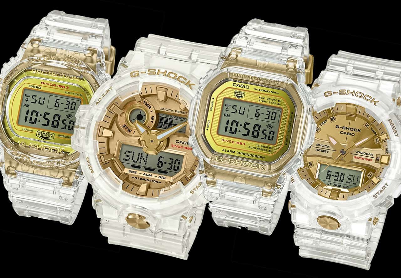 casio g shock skeleton gold