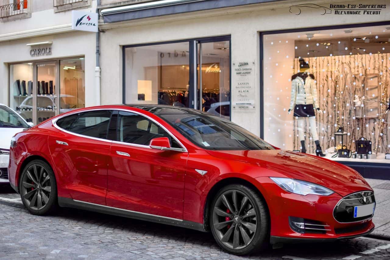 red tesla model s