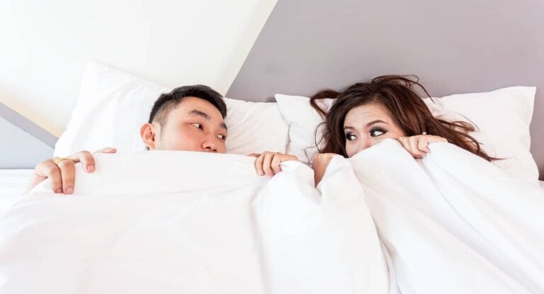 confused couple bedroom