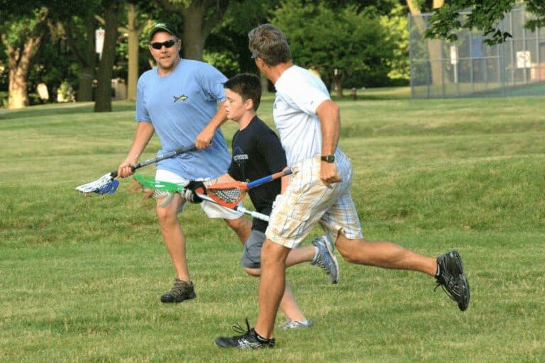 family playing sports