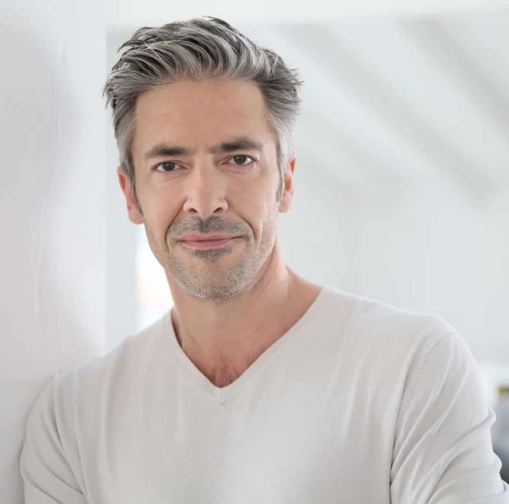 5 Ways That Men Can Look Younger After Middle Age 1. man gray hair handsome...