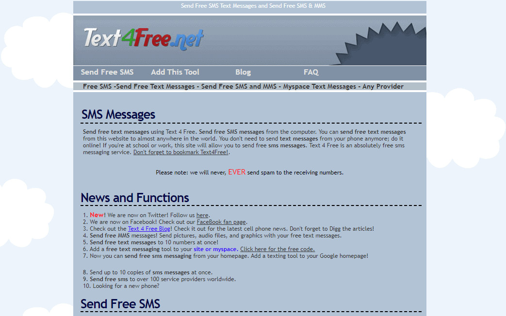 text4free website overview