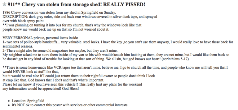 chevy van stolen craigslist