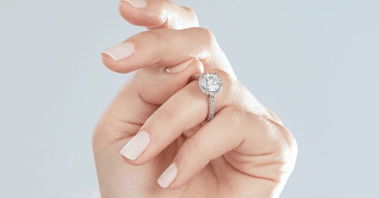 engagement ring on finger