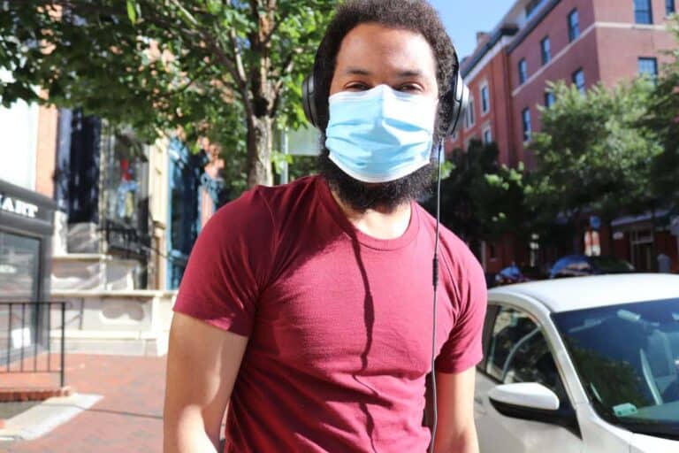 person wearing covid mask