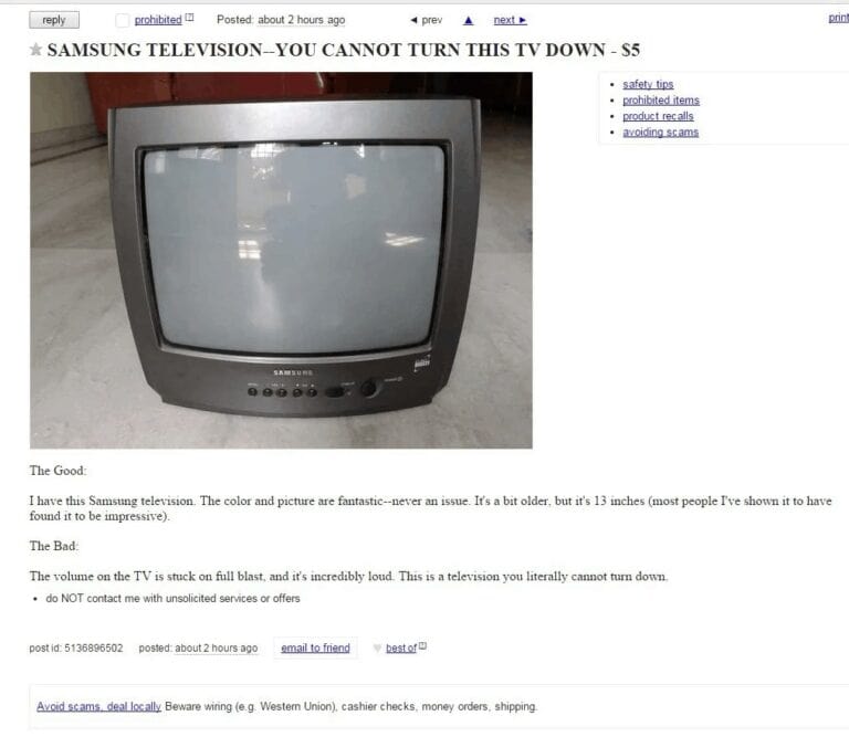 craigslist tv ads