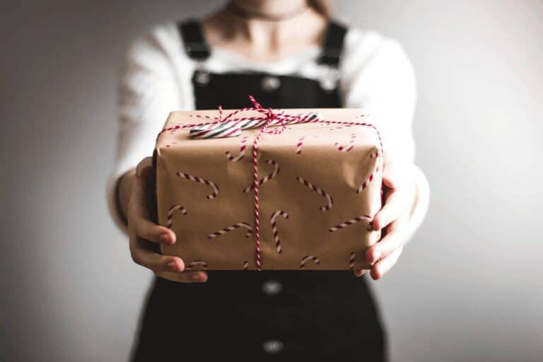 woman holding present