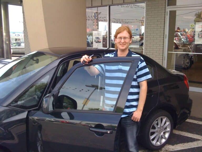 man getting new car