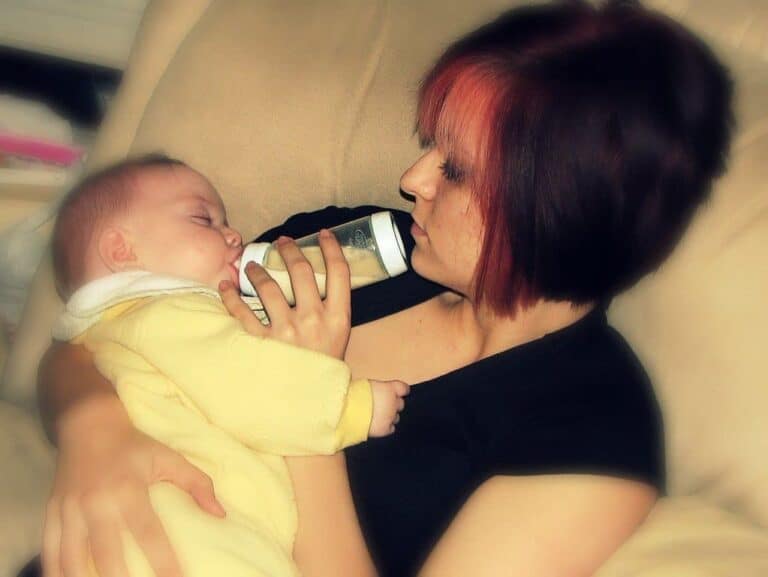 baby drinking formula