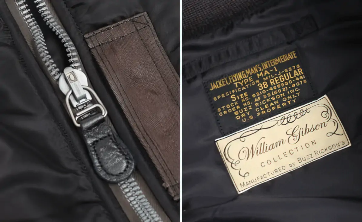 Type MA-1 Flight Jacket - Buzz Rickson x William Gibson 3 buzz rickson ma 1 zipper