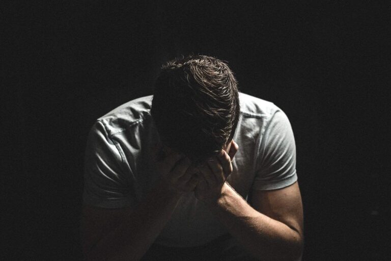 sad man in the darkness
