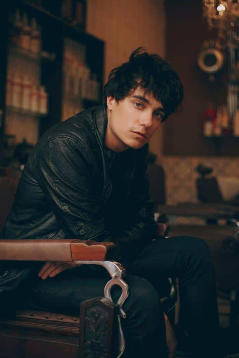 stylish man wearing leather jacket