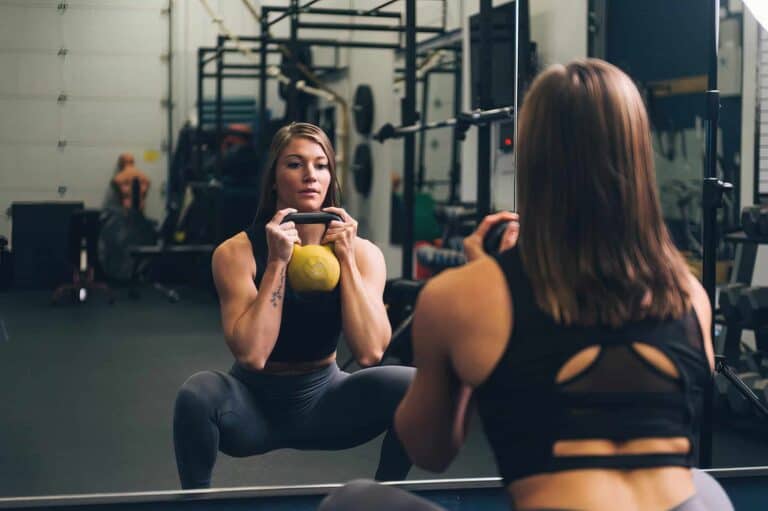 woman doing kettlebell workout