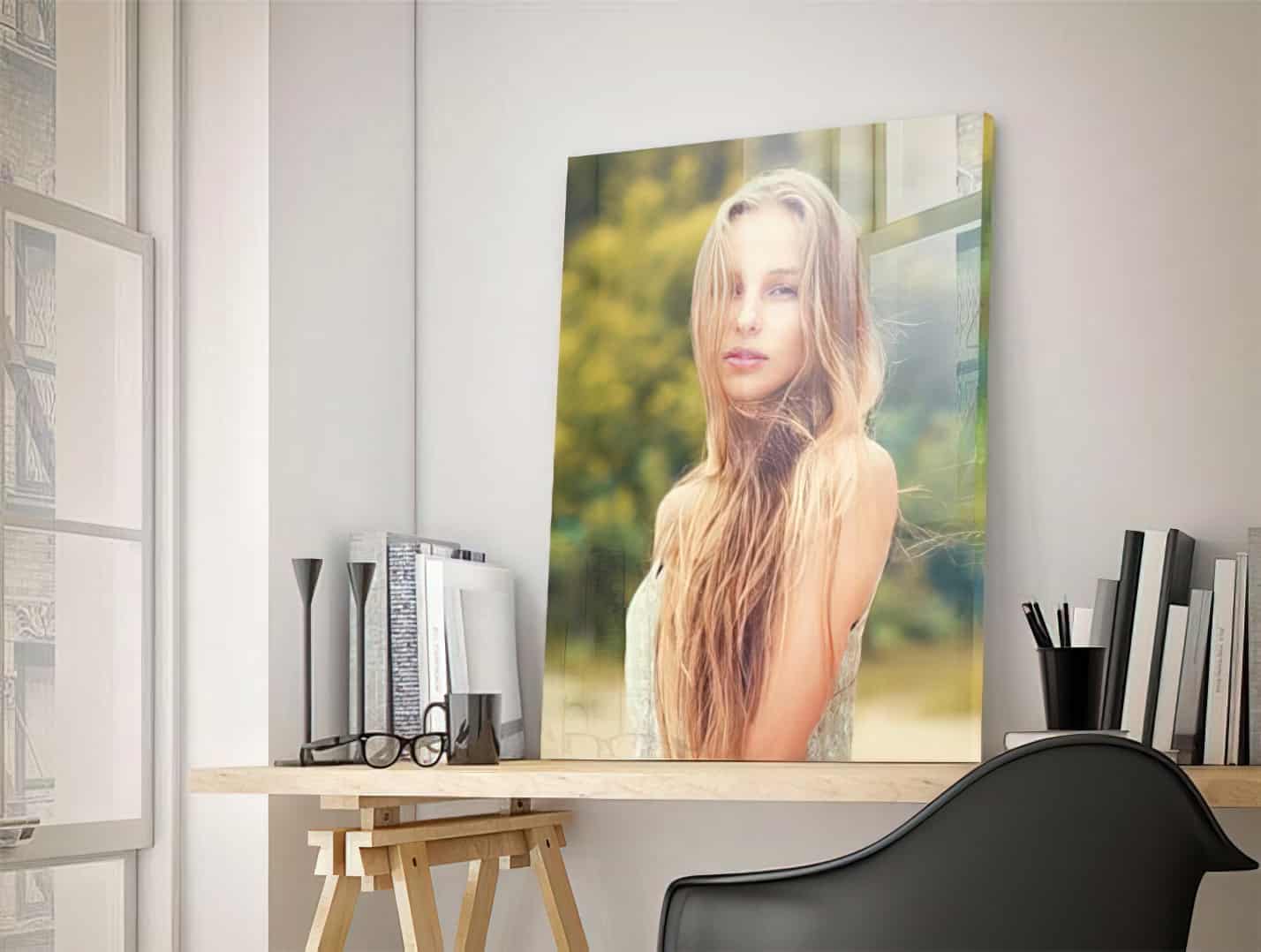 canvas print of woman on wall