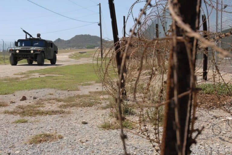 military base with barbed wire