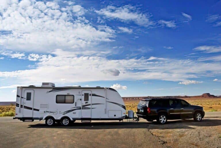 camper van attached to truck