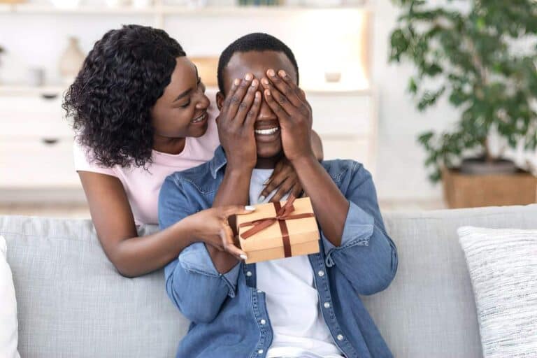man with eyes closed surprise