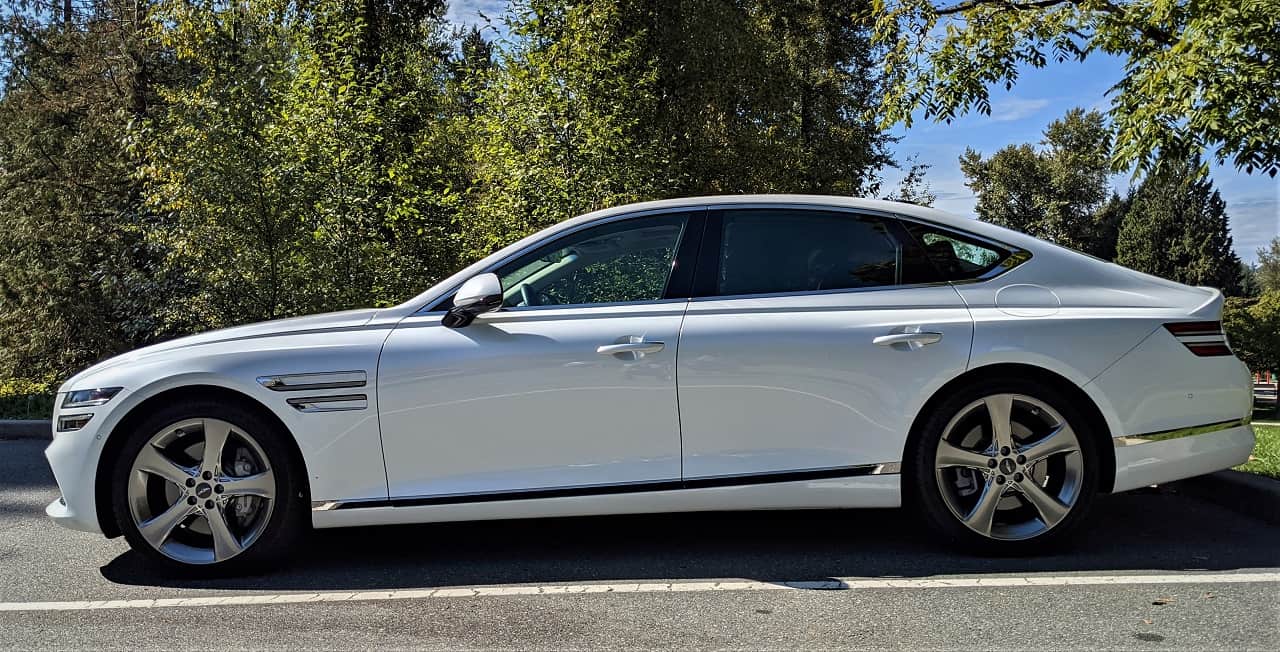 2022 Genesis G80 Prestige Review 3 2021 Genesis G80 Prestige Side