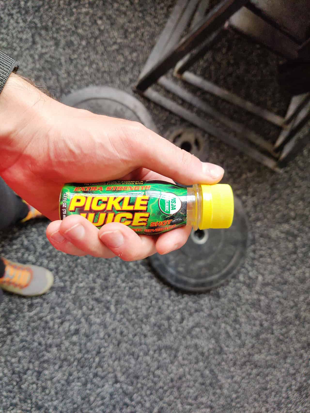 pickle juice in a bottle