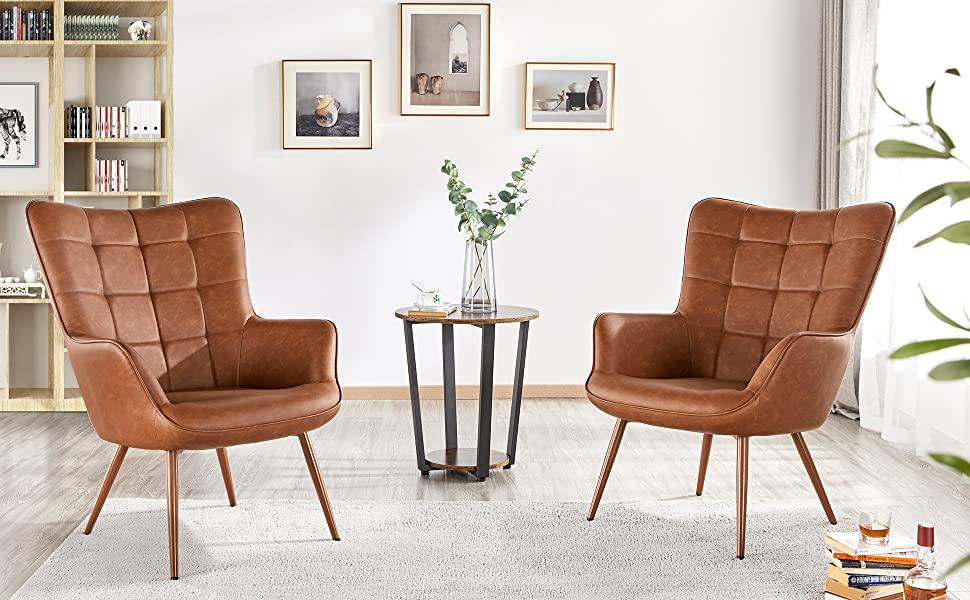 brown wingback chairs