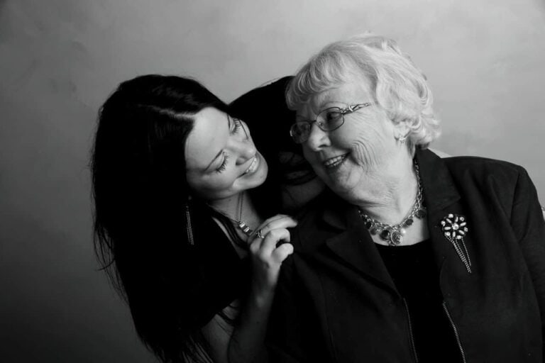 holding grandma