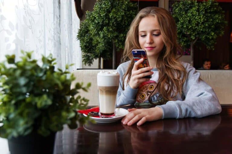 cute woman on phone