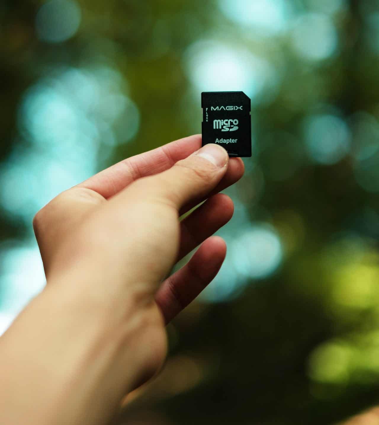 holding sd card