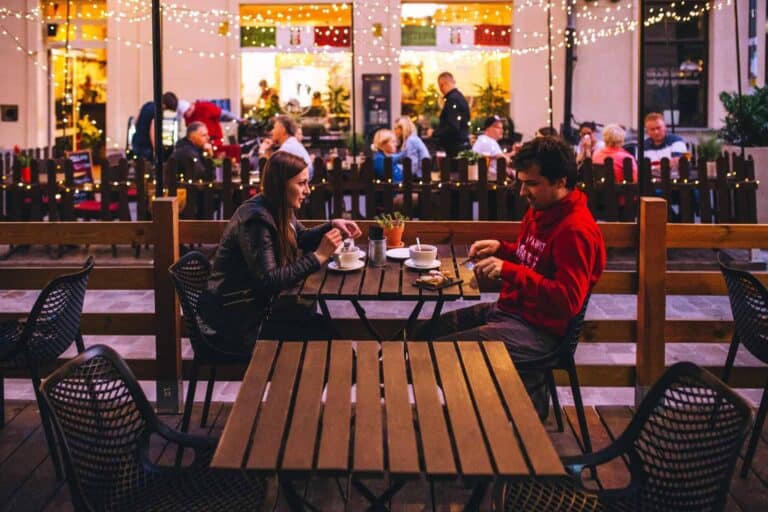 man and woman on a date